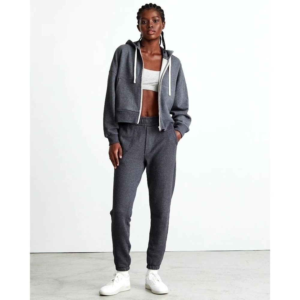 Everlane Sweatshirt Womens XL Dark Gray The Track Hoodie Fill Zip Jacket Terry